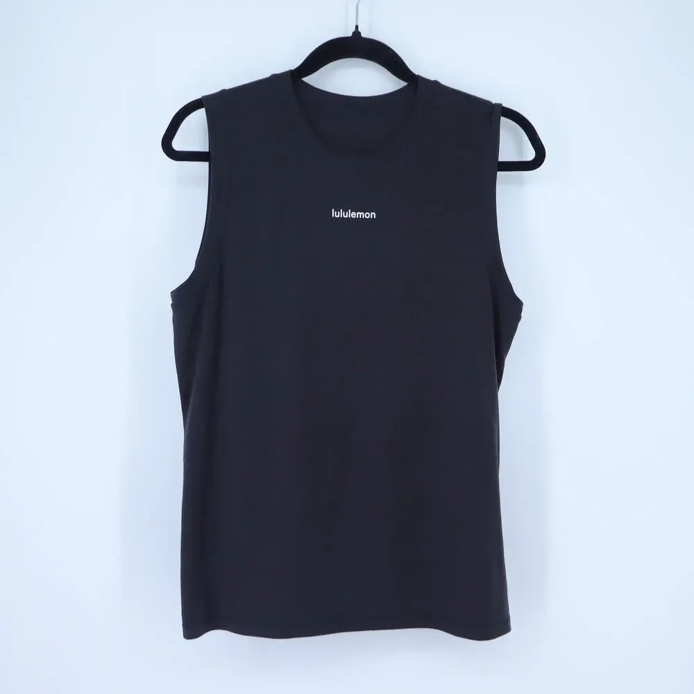 Lululemon Jersey Training Muscle Tank Black Wordmark Active Top Women's 12